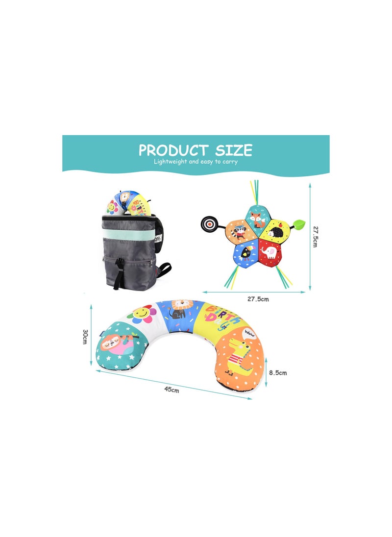 Generic - Baby Tummy Pillow, Tummy Time Toys, Black and White High Contrast Tummy Time Pillow for Baby, with Detachable Support Pillow & Tummy Time Mirror & Teethers, Soft Plush Toys, Infant Discovery Pillow - Image 1