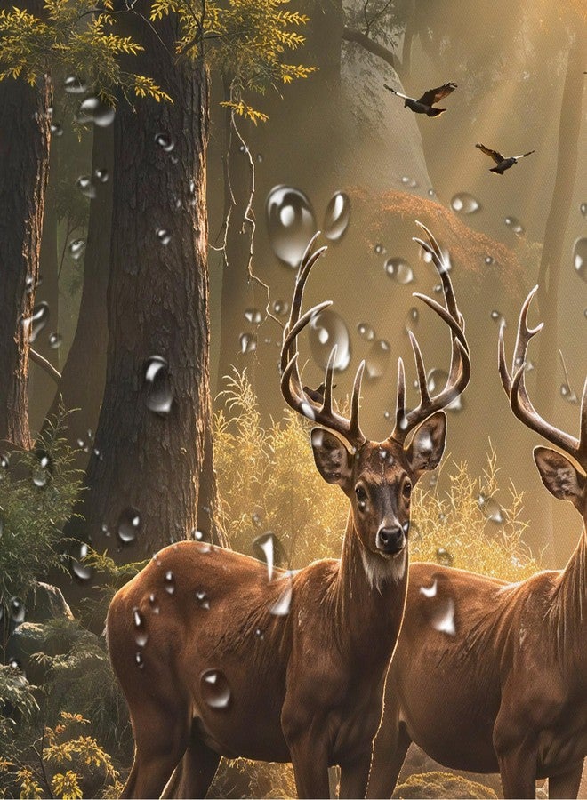 LB Rustic Elk Hunting Shower Curtain | Misty Pine Forest Deer Scene Bathroom Decor with 10 Hooks Durable Polyester Fabric 72x60 Inches for Cabin, Lodge, Nature-Themed Bathrooms - Image 4