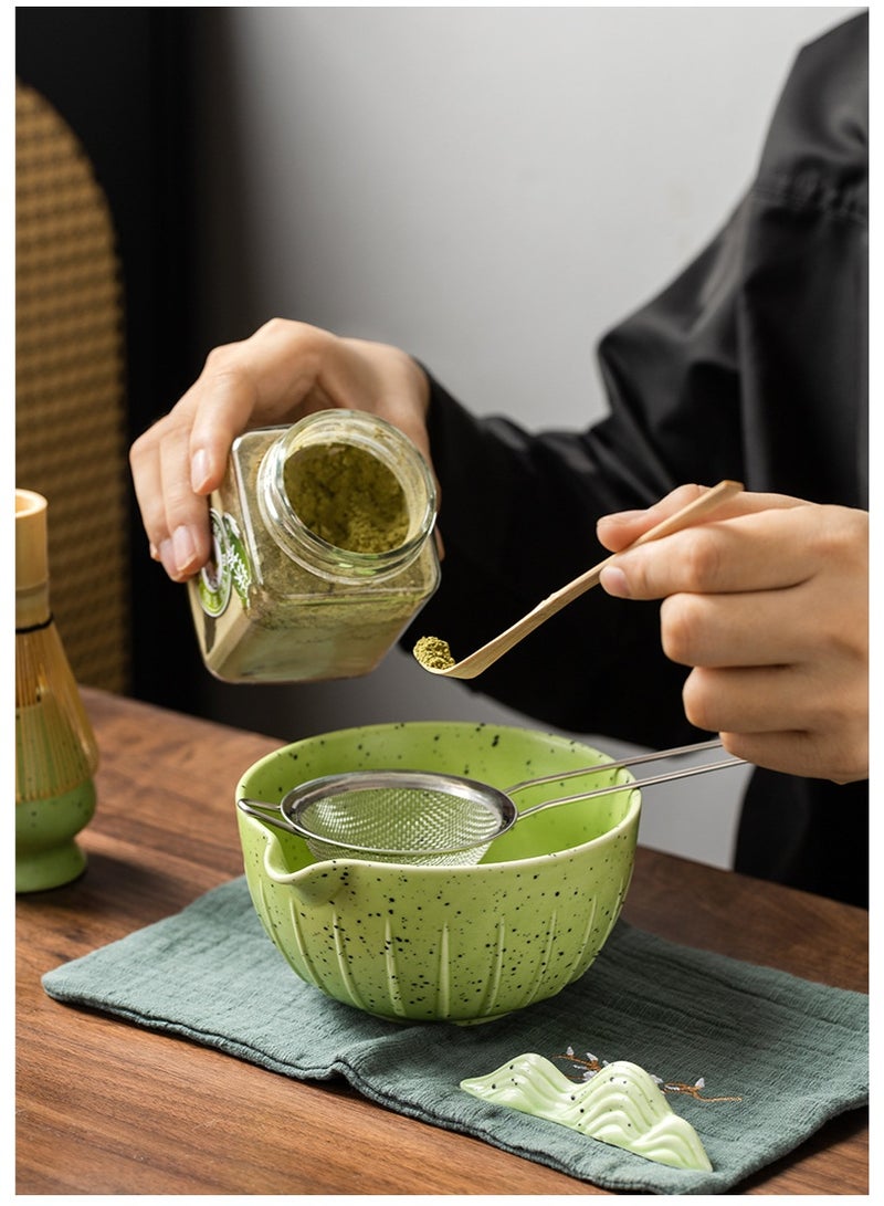 GuRiver 7 Piece Matcha Tea Set Matcha Whisk Kit Matcha Ceramic Bowl Matcha Whisk, White Whisk Holder Traditional Scoop Perfect Set to a Traditional of Matcha Tool（White） - Image 3
