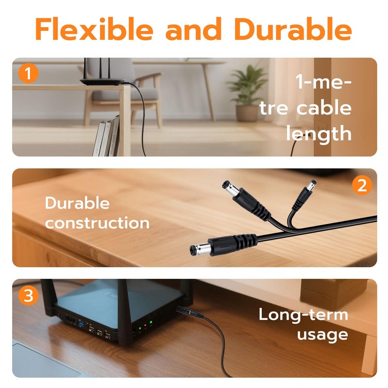 Mcbazel USB to DC 5V Power Cable 1M with 5 Interchangeable DC Connectors (5.5x2.5/4.0x1.7/3.5x1.35/3.0x1.0/2.5x0.7mm), DC Charging Cable for Router, Camera, LED Strip, Speaker - Image 4