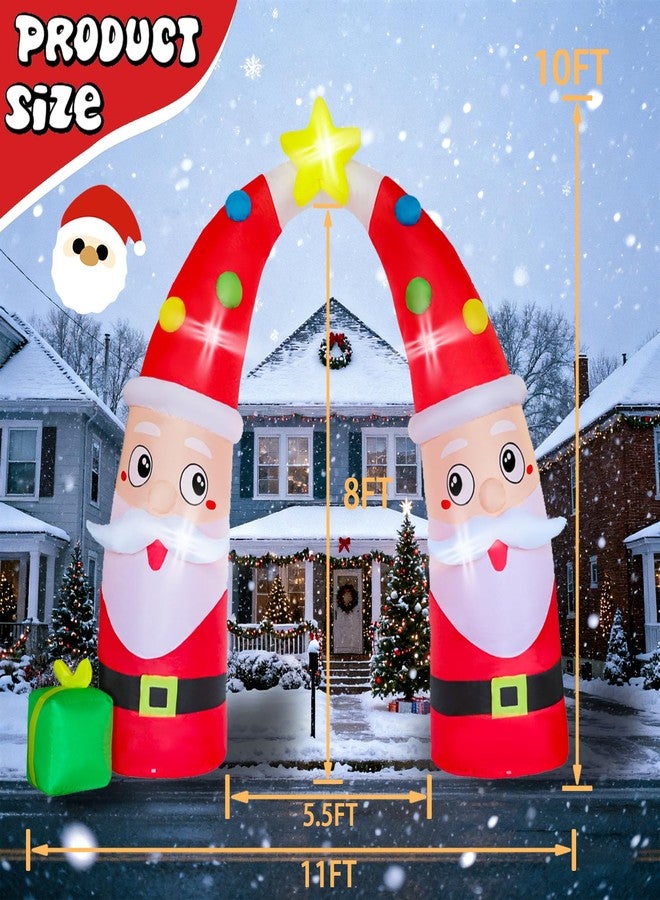 DearSun 10FT H Giant Animated Christmas Inflatables Archway,Lovely Inflatable Santa Claus Archway with Gift Box, Jumbo Christmas Blow up Holiday Outdoor Yard Decoration Built-in LED Lights - Image 2