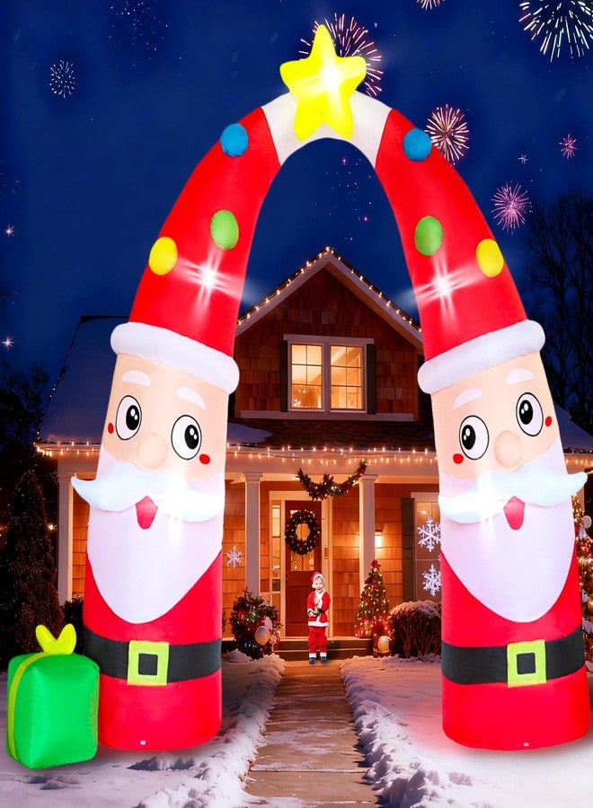 DearSun 10FT H Giant Animated Christmas Inflatables Archway,Lovely Inflatable Santa Claus Archway with Gift Box, Jumbo Christmas Blow up Holiday Outdoor Yard Decoration Built-in LED Lights - Image 1