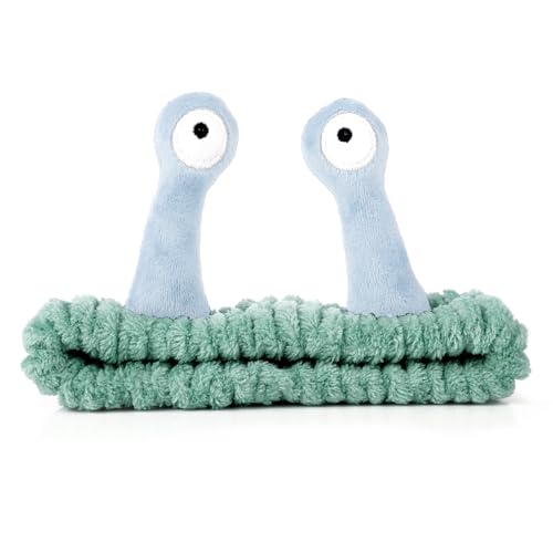 Molain Face Wash Headband Palm and Snail Spa Hair Bands Makeup Headbands Women Cartoon Cute Coral Fleece Elastic Headband Creative Hair Accessories for Washing Face Shower Sports Blue and Green - Image 1