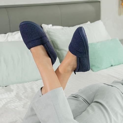 HomeTop Women's Comfy Loafer Slippers Lightweight Memory Foam Non-slip Indoor House Shoes (8 B(M) US, Navy Blue) - Image 2