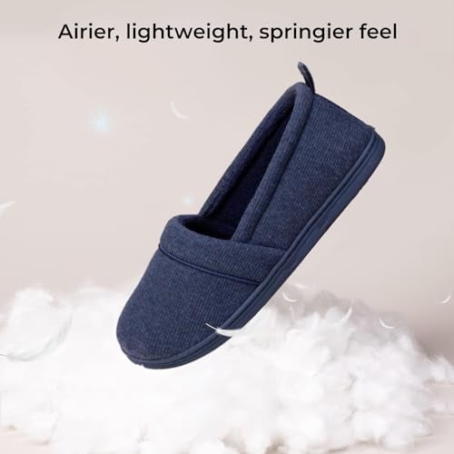 HomeTop Women's Comfy Loafer Slippers Lightweight Memory Foam Non-slip Indoor House Shoes (8 B(M) US, Navy Blue) - Image 5