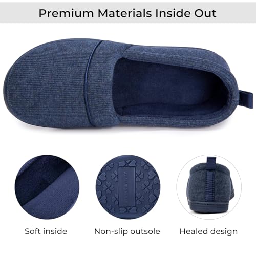 HomeTop Women's Comfy Loafer Slippers Lightweight Memory Foam Non-slip Indoor House Shoes (8 B(M) US, Navy Blue) - Image 4