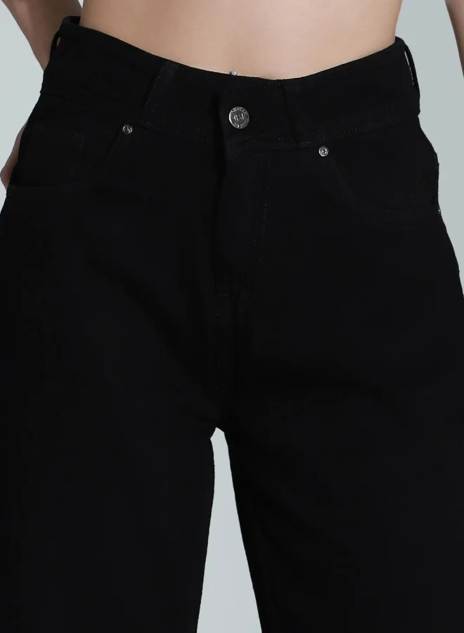 HIGH STAR Women Black Straight Fit High-Rise Jeans