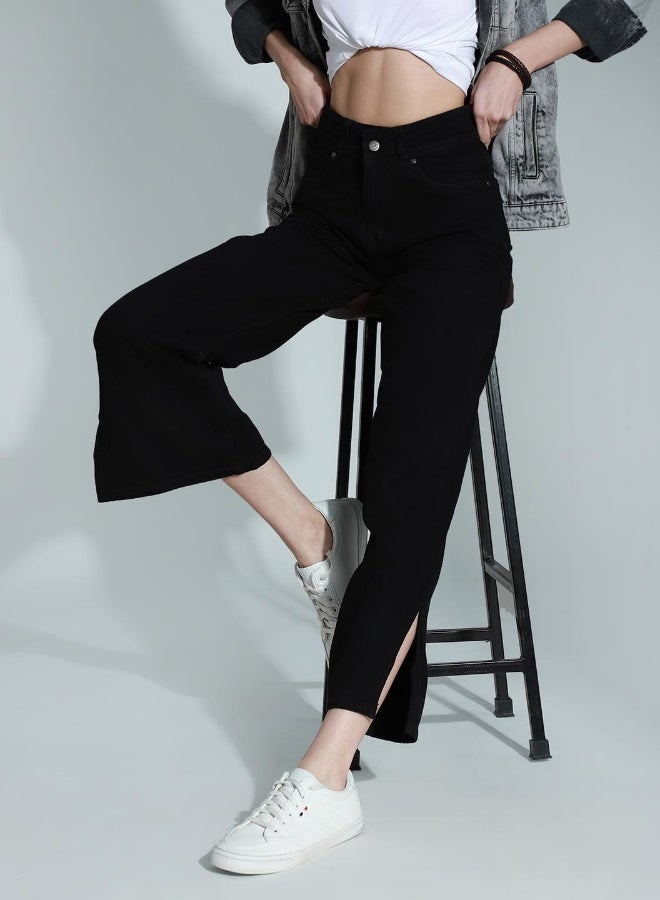 HIGH STAR Women Black Straight Fit High-Rise Jeans  - Image 3