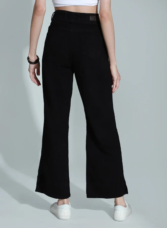 HIGH STAR Women Black Straight Fit High-Rise Jeans