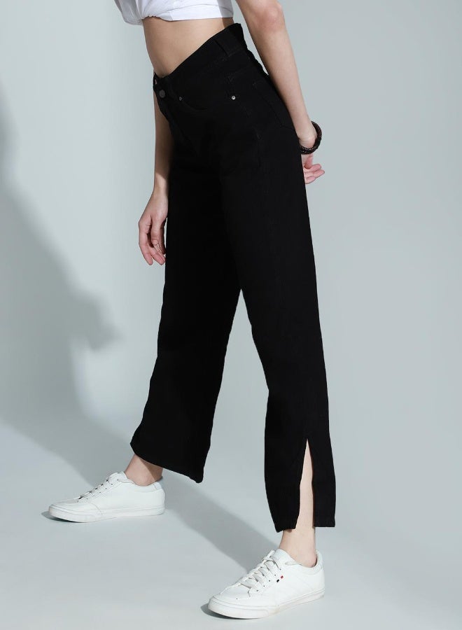 HIGH STAR Women Black Straight Fit High-Rise Jeans  - Image 4