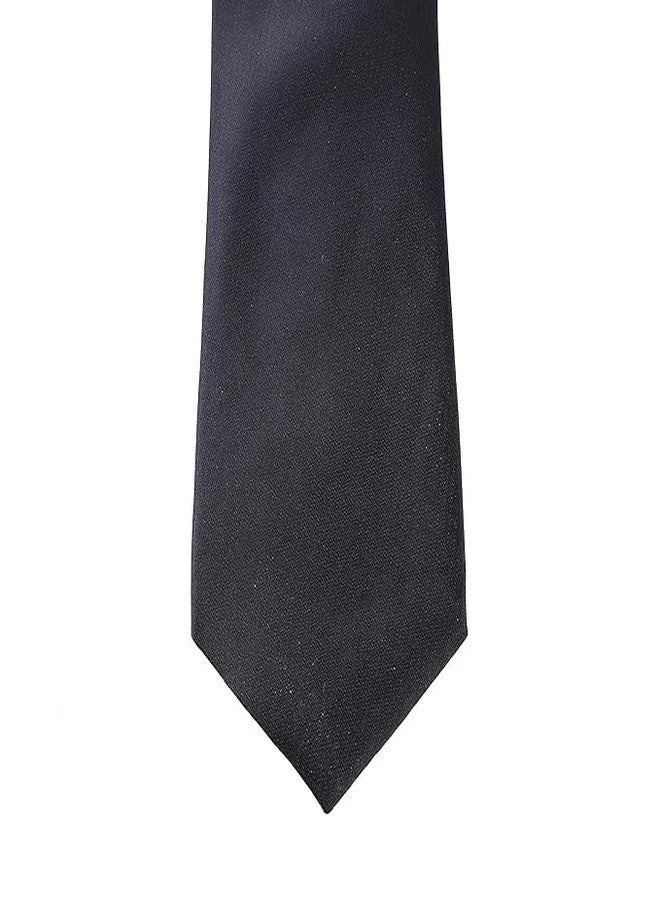 VNQ 5 Year Warranty Solid Black Color Tie and Pocket Square Set in Gift Box; Premium Handmade Neckwear for Men - Image 3