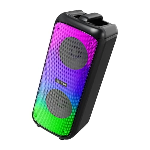 pTron Fusion Beats 48W Bluetooth Party Speaker w/Immersive Sound, Dual 4 inch Neo Drivers, Rhythmic RGB Lights, 6Hrs Playtime, BT5.3/Aux/TF Card/USB Playback Modes, Type-C Charging (Midnight Black) - Image 1