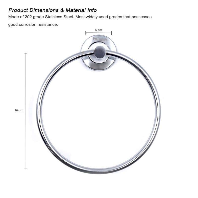 Pathavi Stainless Steel Towel Holder for Bathroom | Wash Basin | Towel Hanger | Napkin Holder for Wash Basin | Towel Ring| Bathroom Accessories (Round, Chrome Finish, Pack of 1) - Image 4