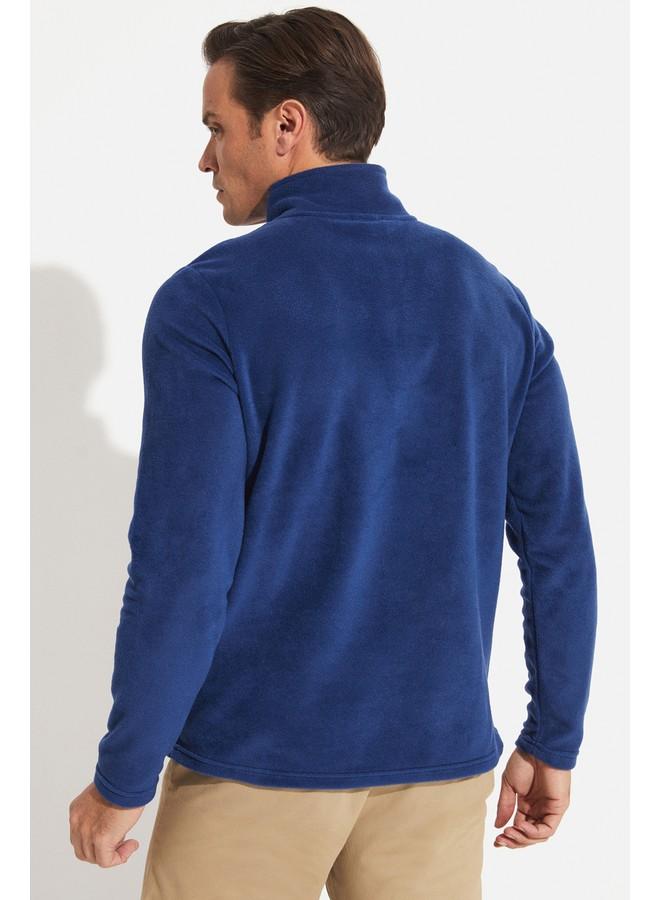 JUNE June Men Half Zip Fleece Sweatshirt Indigo  - Image 5