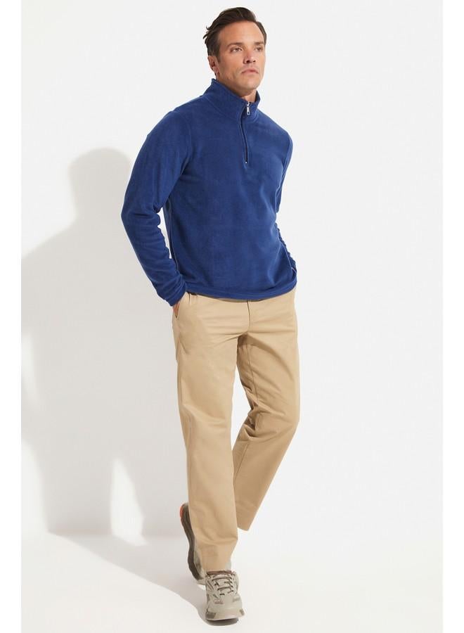 JUNE June Men Half Zip Fleece Sweatshirt Indigo  - Image 2