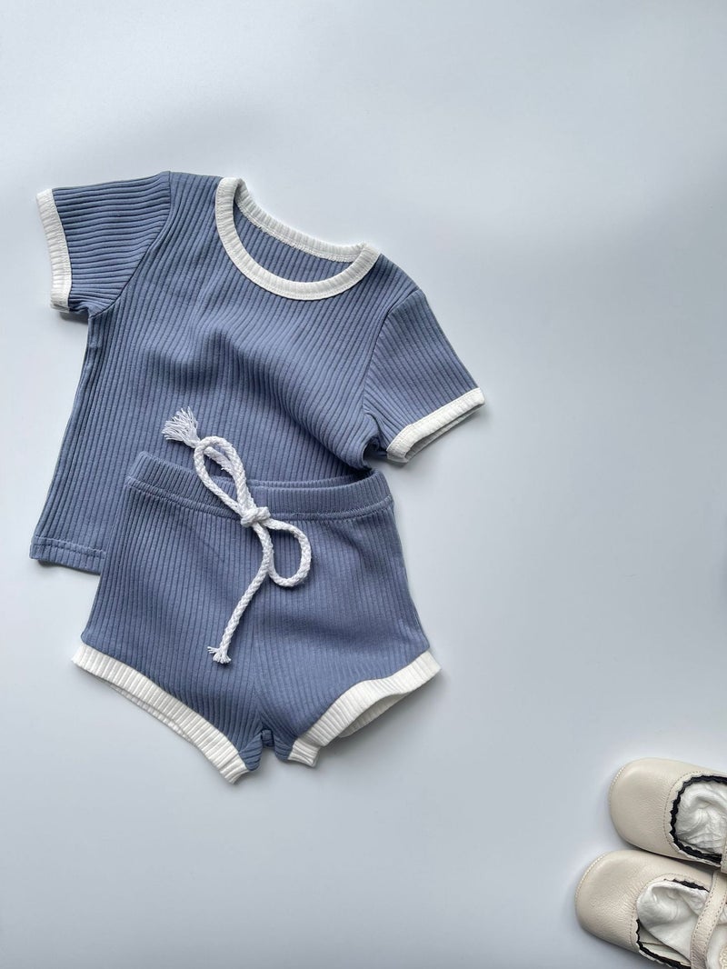 Ins Korean Style Round Neck Wrap Shorts Short Sleeve Pit Strips Cotton Men'S And Women'S Baby Suit Summer Refreshing Short Pants Cover - Image 1