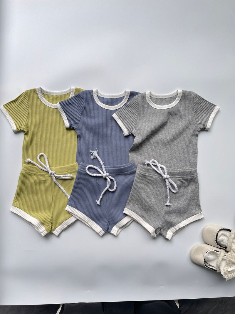 Ins Korean Style Round Neck Wrap Shorts Short Sleeve Pit Strips Cotton Men'S And Women'S Baby Suit Summer Refreshing Short Pants Cover - Image 3