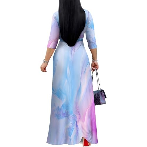 PinkPatty Women's Plus Size Maxi Dress 3/4 Sleeves Casual Flowy Long Dress for Vacation with Pockets - Image 4
