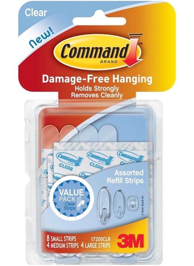 Command Command Clear Refill Strips, Re-Hang Indoor Clear Hooks 