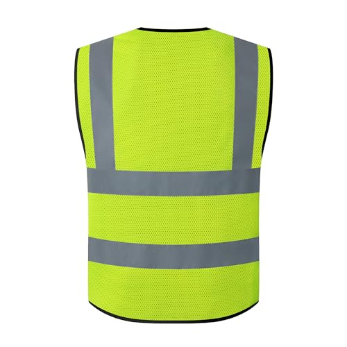 Asiphitu Reflective Safety Vest for Men Women High Visibility Construction Work Vest with Pockets and zipper front Hi Vis Security Vest with Reflective Strips Meets ANSI/ISEA Standard (AP1-Yellow-3XL) - Image 2