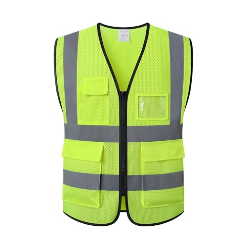 Asiphitu Reflective Safety Vest for Men Women High Visibility Construction Work Vest with Pockets and zipper front Hi Vis Security Vest with Reflective Strips Meets ANSI/ISEA Standard (AP1-Yellow-3XL) - Image 1