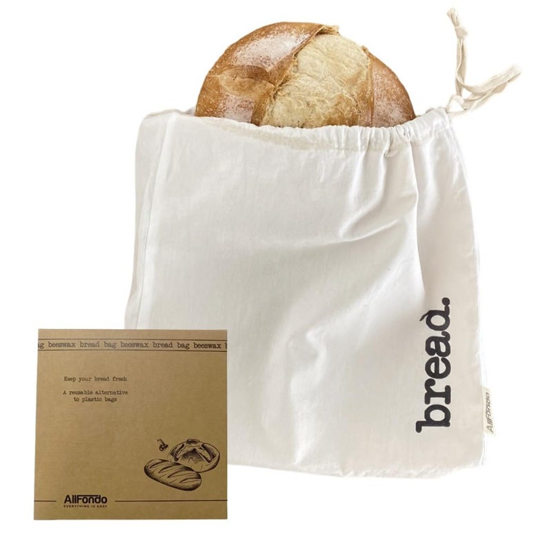 XXL Reusable Sourdough Bread Bag  Beeswax Bags for Homemade Bread  Cotton Beeswax Lined bags for Sourdough  Storage Accessories  White 2 Layers