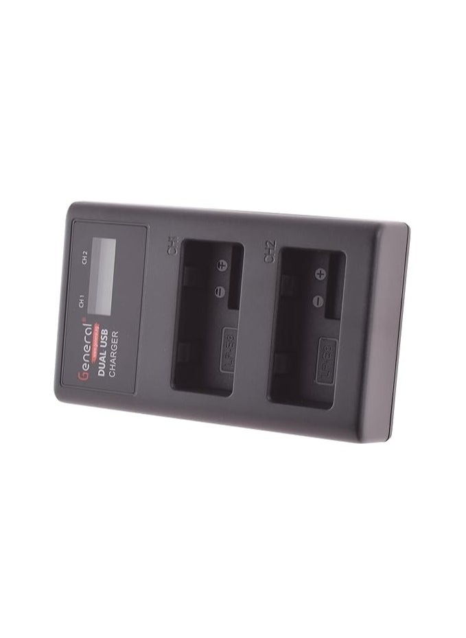 جنرال - General LP-E8 بطارية كاميرا شاحن USB مزدوج 8.4 فولت مع كابل USB - أسود - Image 1