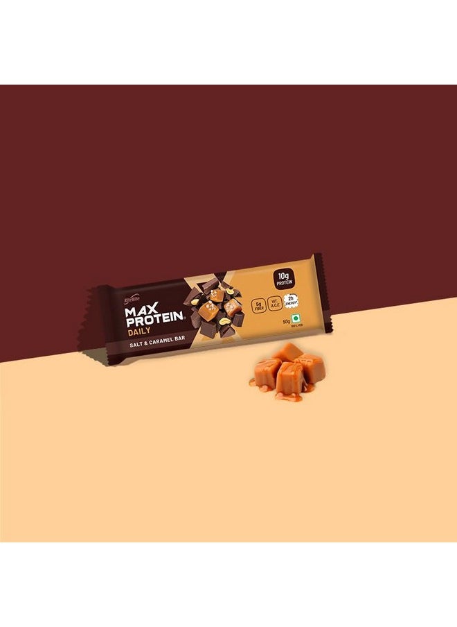 RiteBite Max Protein 10G Daily Salt & Caramel Protein Bars Pack Of 6, Fiber, Vitamins & Minerals, No Preservatives, 100% Veg, No Added Sugar,350 Grams  - Image 2