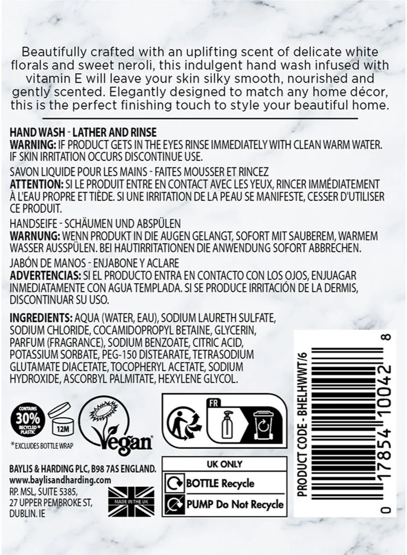 Baylis & Harding  Elements White Tea and Neroli Hand Wash, 500ml | Vegan | Enriched in Vitamin E | Floral and Citrus Fragrance | Paraben Free  | Best Price UAE