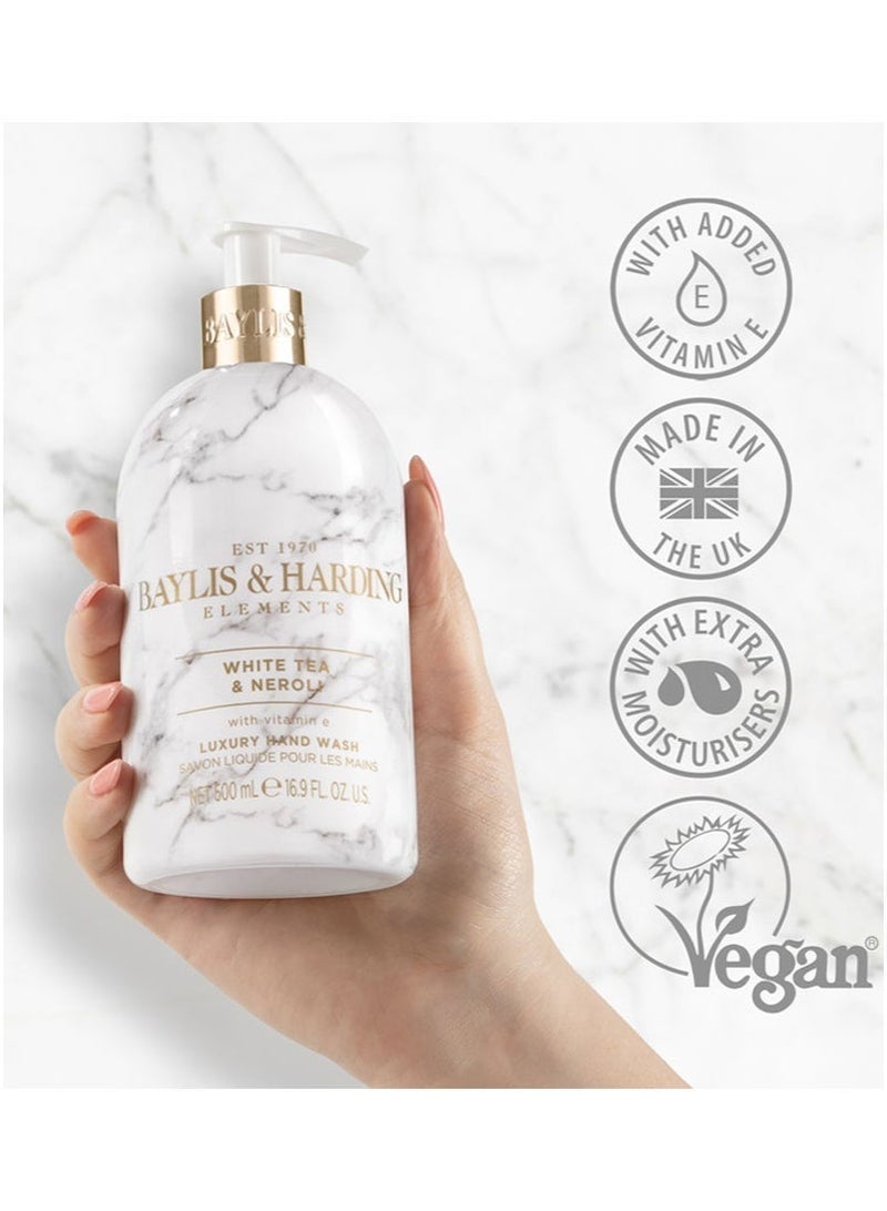 Baylis & Harding Elements White Tea and Neroli Hand Wash, 500ml | Vegan | Enriched in Vitamin E | Floral and Citrus Fragrance | Paraben Free - Image 2