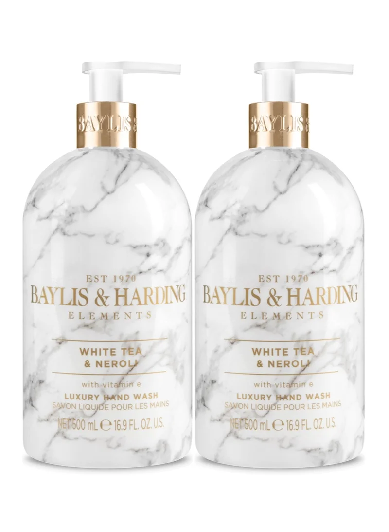 Baylis & Harding Elements White Tea and Neroli Hand Wash, 500ml (Pack of 2) | Vegan | Enriched in Vitamin E | Floral and Citrus Fragrance | Paraben Free