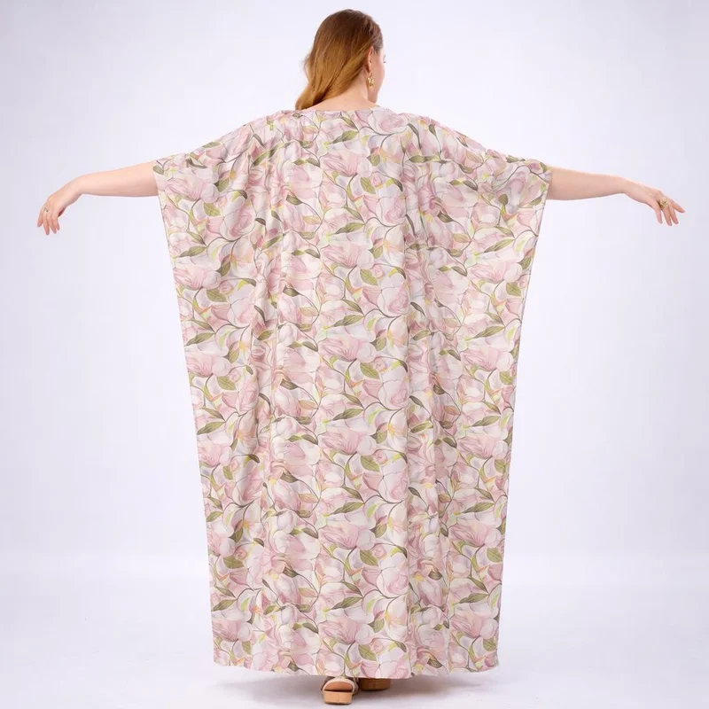 Artemea Elegant Floral Printed Kaftan with Embroidered Neckline