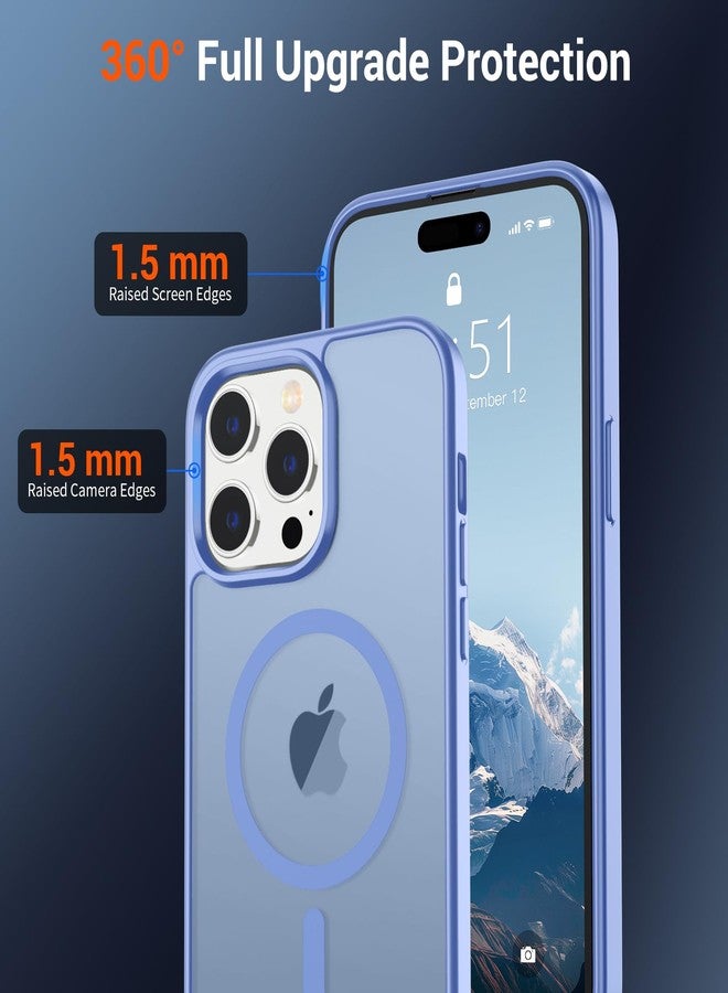 استلق جراب SUPFINE المغناطيسي لهاتف iPhone 14 Pro (متوافق مع MagSafe) (حماية فائقة ضد السقوط بمعايير عسكرية) غطاء هاتف رفيع وشفاف غير لامع مقاوم للصدمات، أزرق بنفسجي - Image 4
