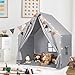 MORITECK Kids Play Tent with Padded Mat Star LED Lights for Ages 4810 Year Old Girls Boys Large Cute Indoor Play Room House Tent for Toddler Children Grey - Image 4