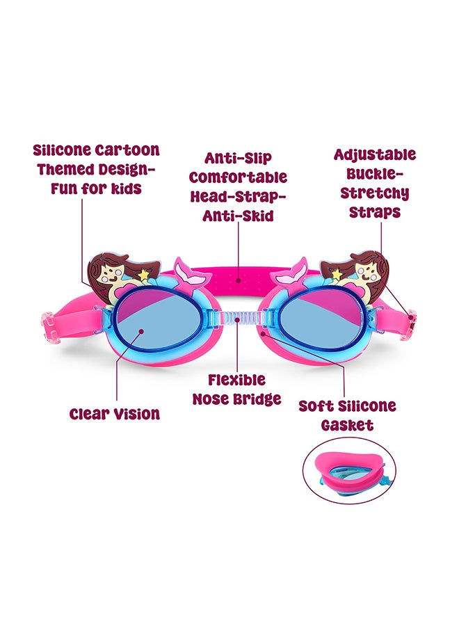 DBLEW Kids Swimming Goggles – Cartoon Shark Design Swim Glasses, Anti-Fog UV Protection, Adjustable Strap, Leak-Proof Comfortable Fit for Children, Blue & Yellow - Image 2