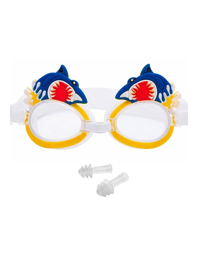 DBLEW Kids Swimming Goggles – Cartoon Shark Design Swim Glasses, Anti-Fog UV Protection, Adjustable Strap, Leak-Proof Comfortable Fit for Children, Blue & Yellow - Image 1