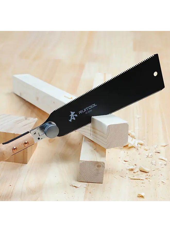 9 5 Inch Japanese Pull Saw Dual Sided Teflon Coated Blade Wooden Grip For Woodworking - Image 3