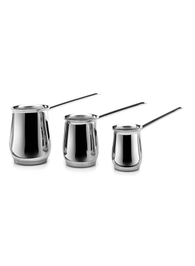 Zahran Classic Turkish Coffee Pot Set, 3 Pieces, Stainless Steel - 330013630