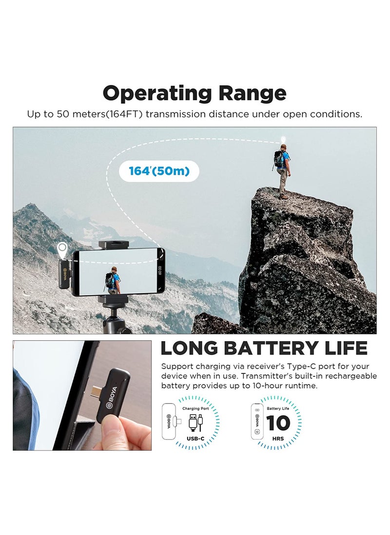 BOYA ميكروفون لاسلكي صغير BY-WM3T2-U1 2.4G لأجهزة USB Type-C  - Image 3