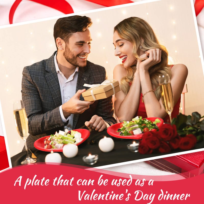 Remerry 50 Pcs Valentine's Day Heart Paper Plates Heart Shape Party Plates Wedding Party Supplies Disposable Paper Tableware for Appetizer Lunch Dinner and Dessert (Red) - Image 4