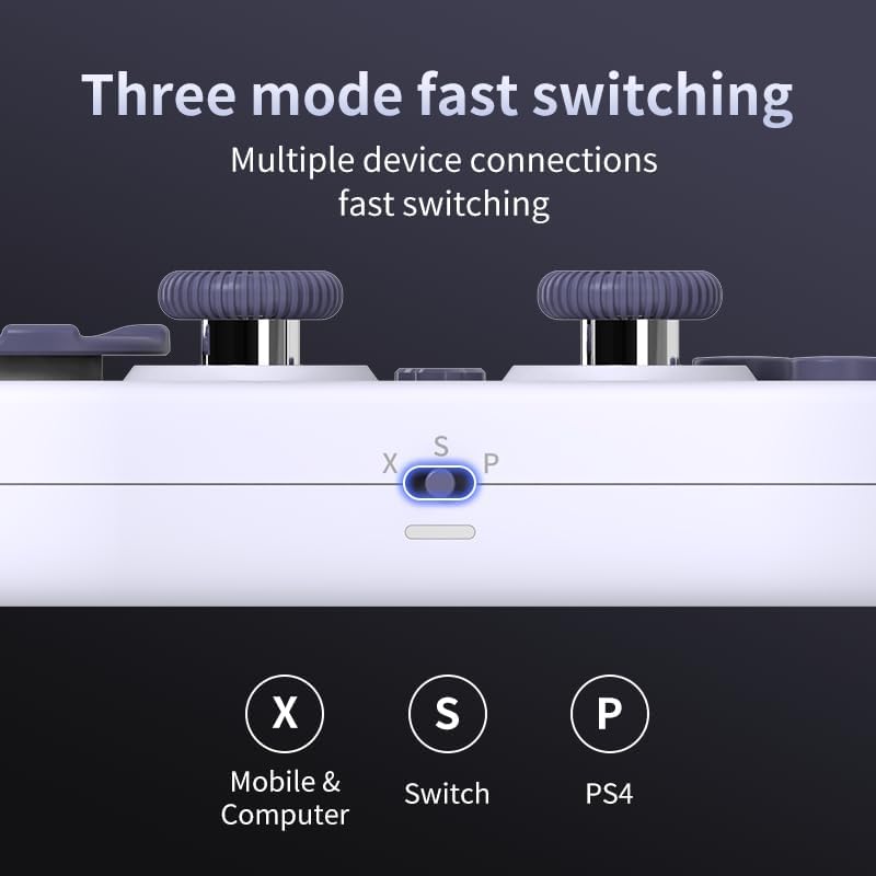 شانوان وحدة تحكم ألعاب بلوتوث لـ Switch/PC/iPhone/Android/Steam/ألعاب سحابة Xbox، عصا تحكم ثنائية هول قابلة للتعديل، وحدة تحكم ألعاب لاسلكية Pro بمقياس الجيروسكوب 6 محاور/محرك مزدوج - Image 4