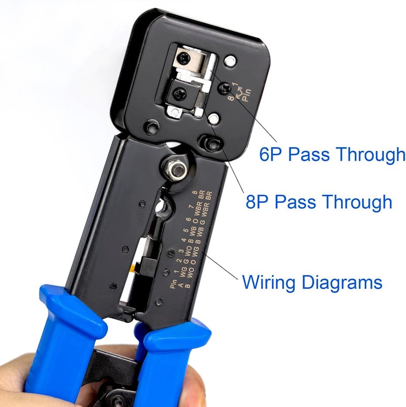 Crimper for Internet & Telephone Wires, Network Cable Tips Fastener Tool, Heavy Duty Crimping Tool for Connectors Compatible with RJ11 & RJ45 Sockets, Professional for Cat5 5e Cat6 Network Cables - Image 4