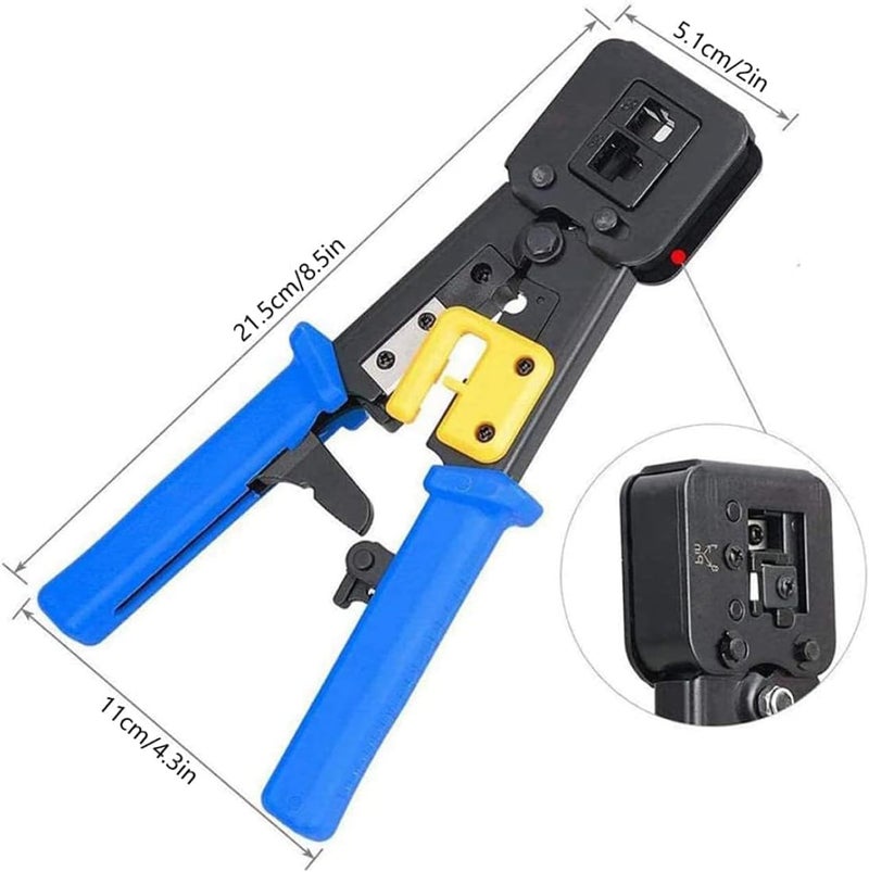 Crimper for Internet & Telephone Wires, Network Cable Tips Fastener Tool, Heavy Duty Crimping Tool for Connectors Compatible with RJ11 & RJ45 Sockets, Professional for Cat5 5e Cat6 Network Cables - Image 3