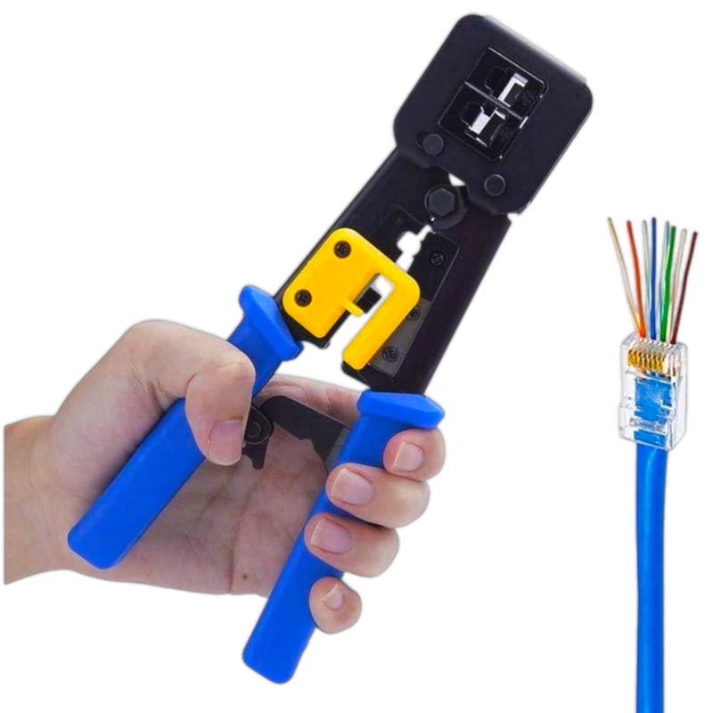 Crimper for Internet & Telephone Wires, Network Cable Tips Fastener Tool, Heavy Duty Crimping Tool for Connectors Compatible with RJ11 & RJ45 Sockets, Professional for Cat5 5e Cat6 Network Cables - Image 1