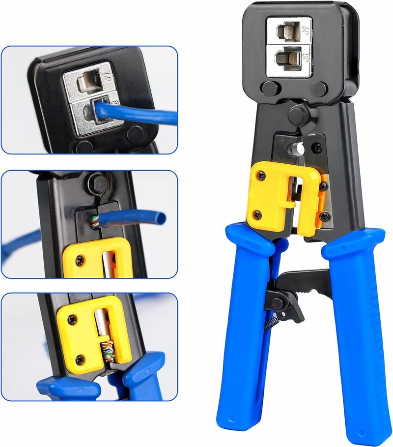 Crimper for Internet & Telephone Wires, Network Cable Tips Fastener Tool, Heavy Duty Crimping Tool for Connectors Compatible with RJ11 & RJ45 Sockets, Professional for Cat5 5e Cat6 Network Cables - Image 5