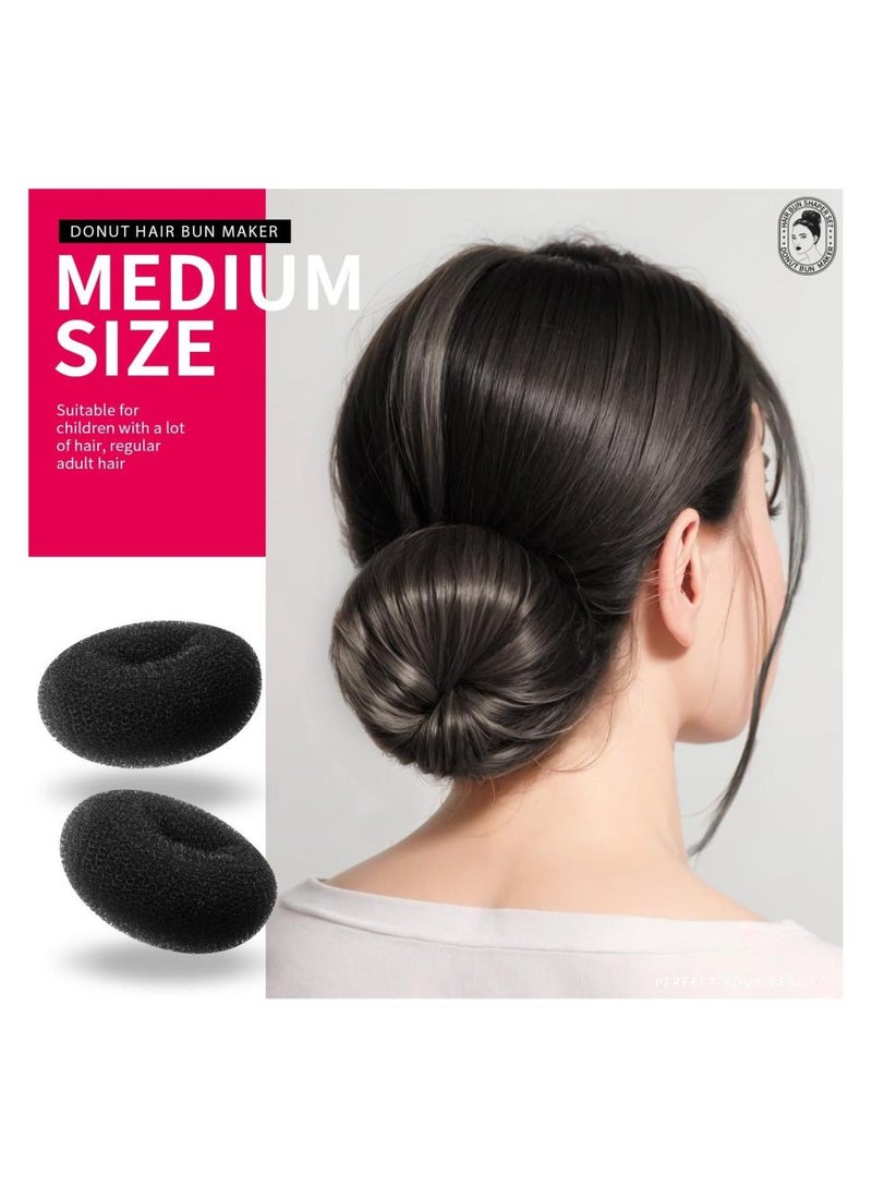 Al Kanzi 7 Hair Bun Makers Set, Black Buns Shaper Hair Styling Accessories Kit with 5 Bands and 20 Bun Pins, Donut Ring Style Chignon Bun Maker, For Ballet Dance (2 Small 2 Medium 2 Large 1 Extra-Large)  - Image 4