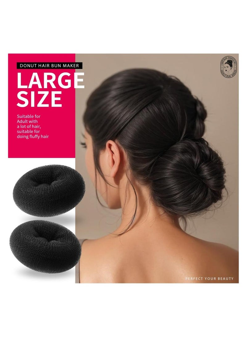 Al Kanzi 7 Hair Bun Makers Set, Black Buns Shaper Hair Styling Accessories Kit with 5 Bands and 20 Bun Pins, Donut Ring Style Chignon Bun Maker, For Ballet Dance (2 Small 2 Medium 2 Large 1 Extra-Large)  - Image 5