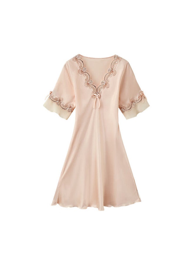 Kj Ice Silk Women's High-end Summer Sleepwear Faux Silk Satin Nightgown Premium Loungewear Birthday Gift Box - Image 4