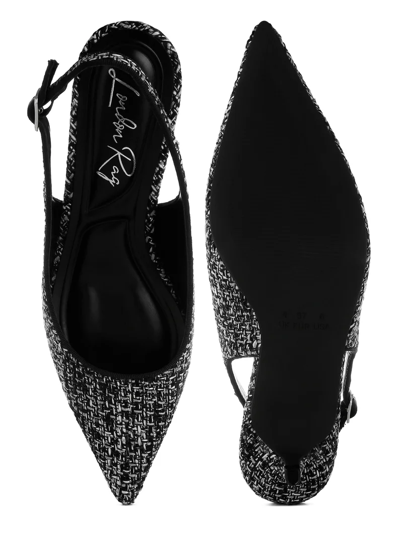 لندن راج حذاء Boucle Slingback باللون الأسود