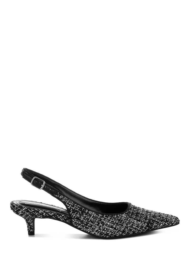 London Rag Boucle Slingback Pumps in Black